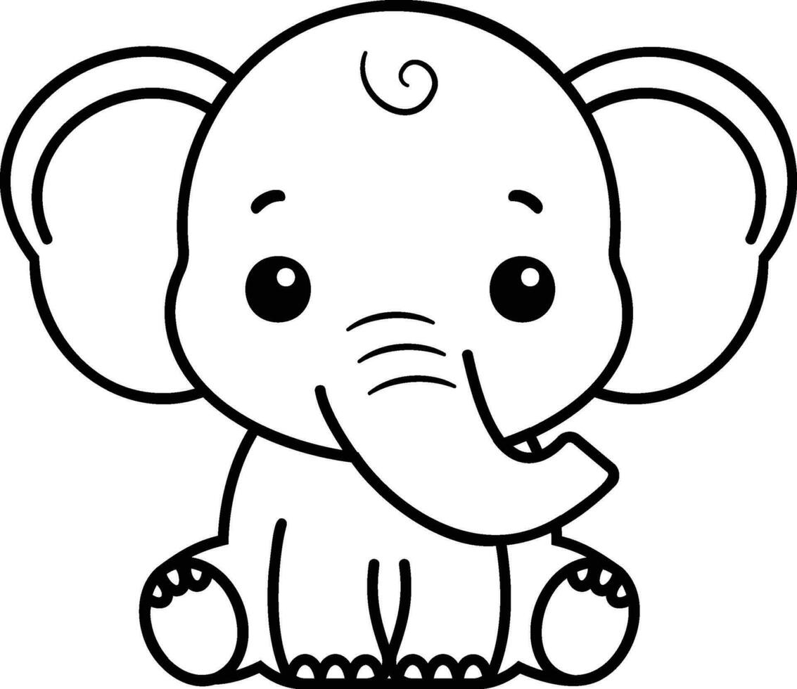 Cute baby cartoon elephant vector graphic