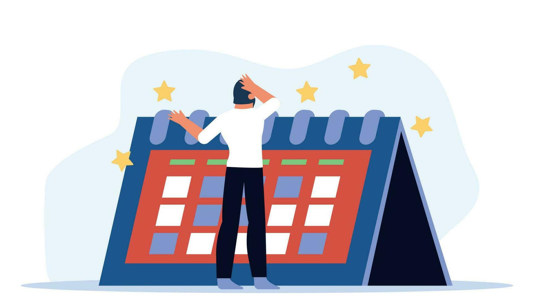 Modern workplace, a flat vector illustration depicts a successful businessman in a home office, using technology to work remotely while managing business operations with expertise and sense of balance