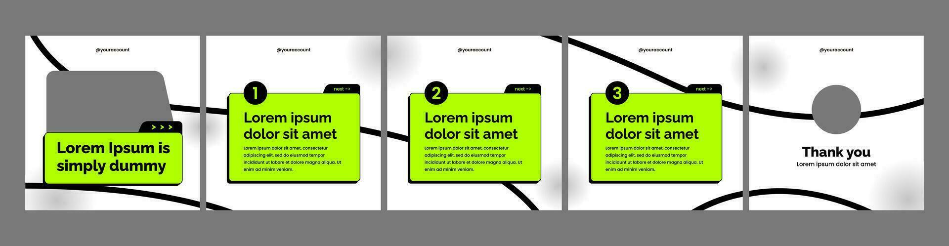 set of modern carousel slide templates for social media posts. vector