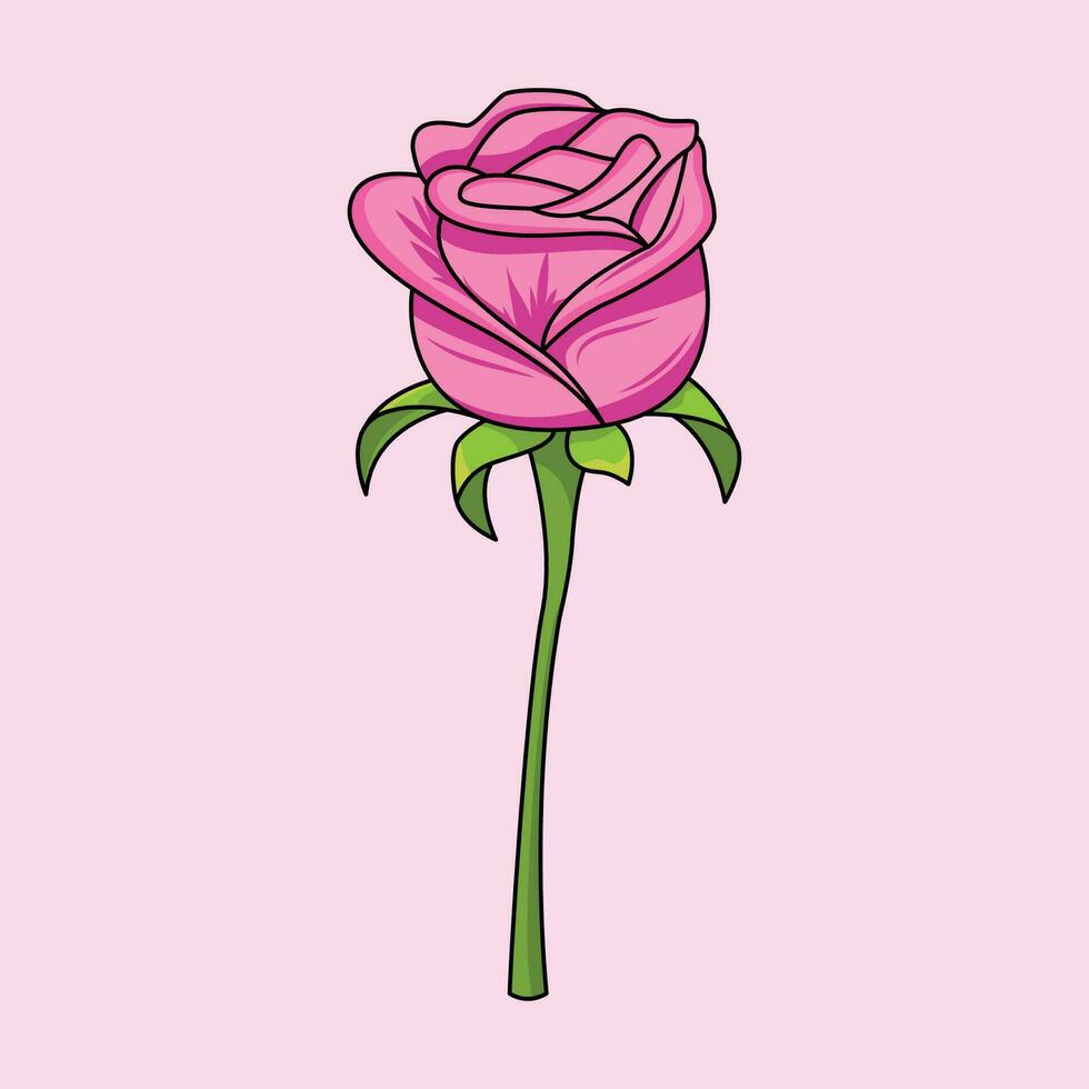 Rosa flor el ilustración vector