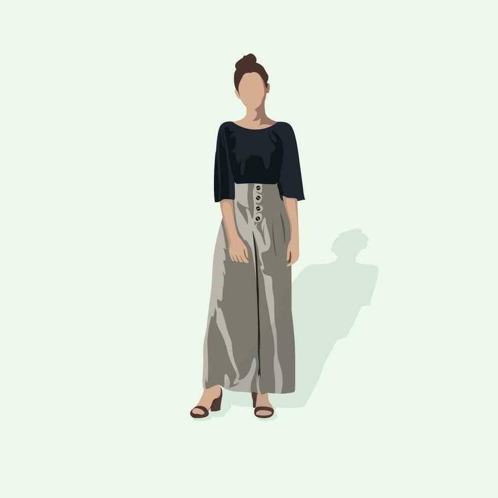 Aesthetic Women Fashion Model Illustration with Solid Background vector