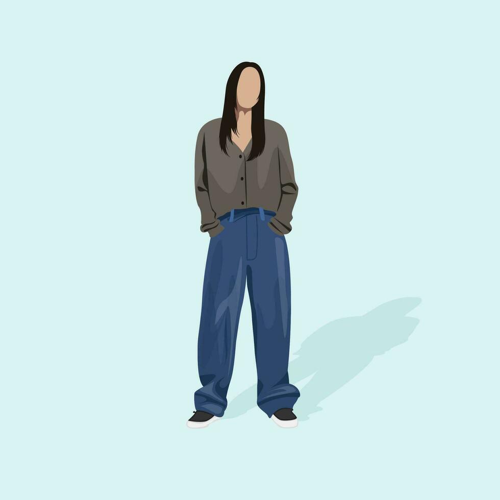 estético mujer Moda modelo ilustración con sólido antecedentes vector