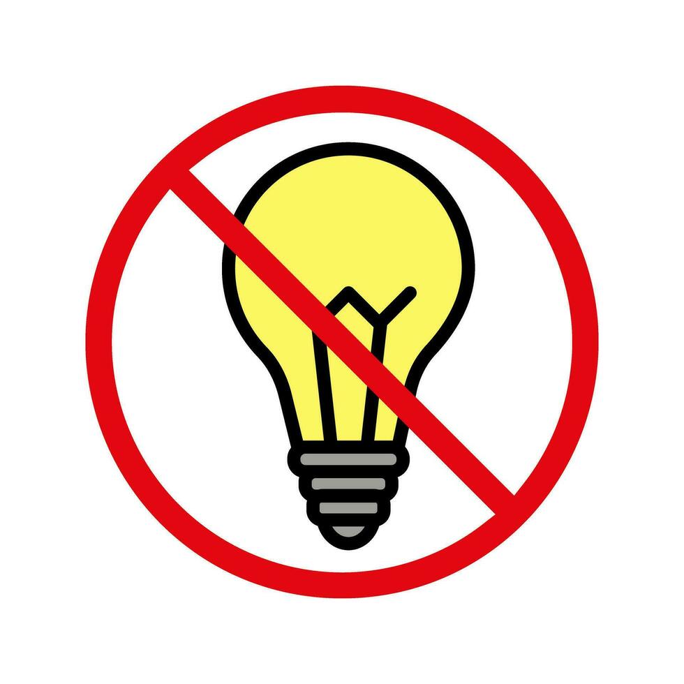 No electricidad, No lámpara icono vector