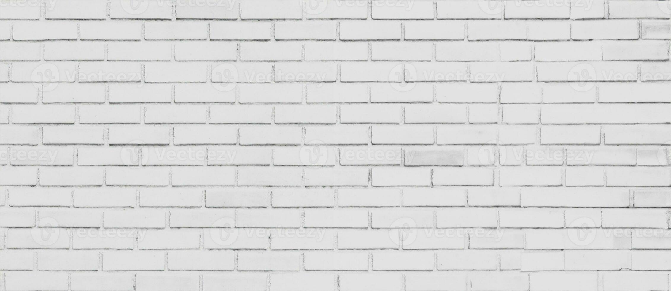 panorama of white brick wall background and texture photo