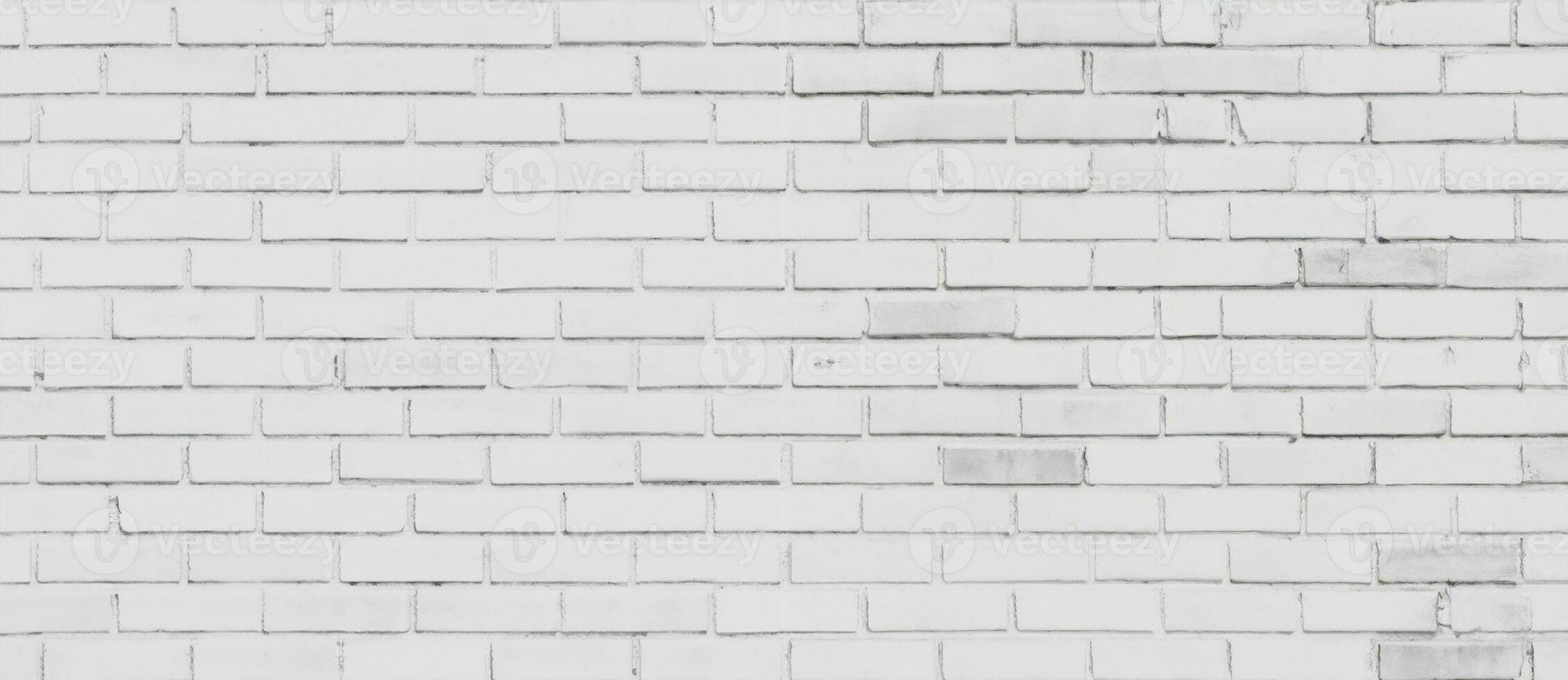 panorama of white brick wall background and texture photo
