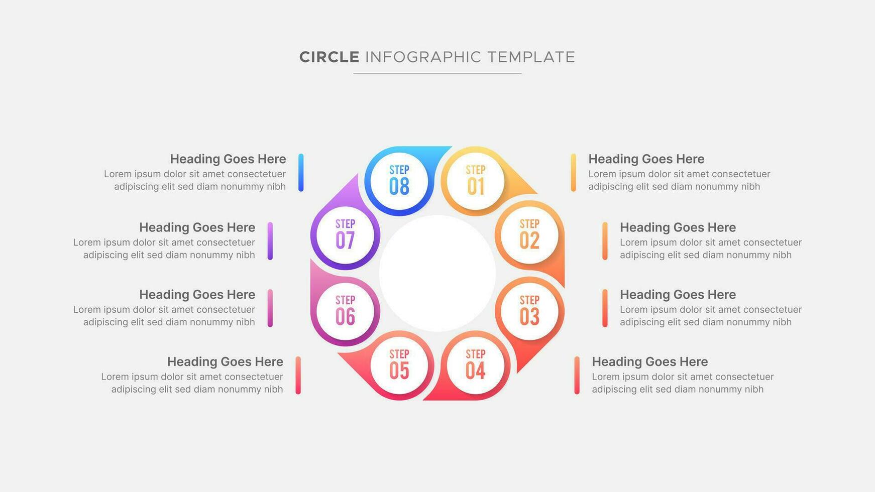 Modern Process Cycle Round Infographics Design Template with 8 Stages vector