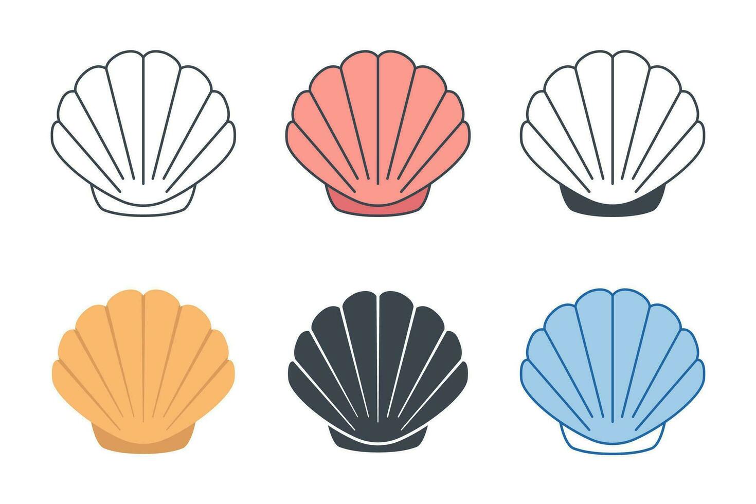 Seashell icon collection with different styles. Pearl Shell icon symbol vector illustration isolated on white background