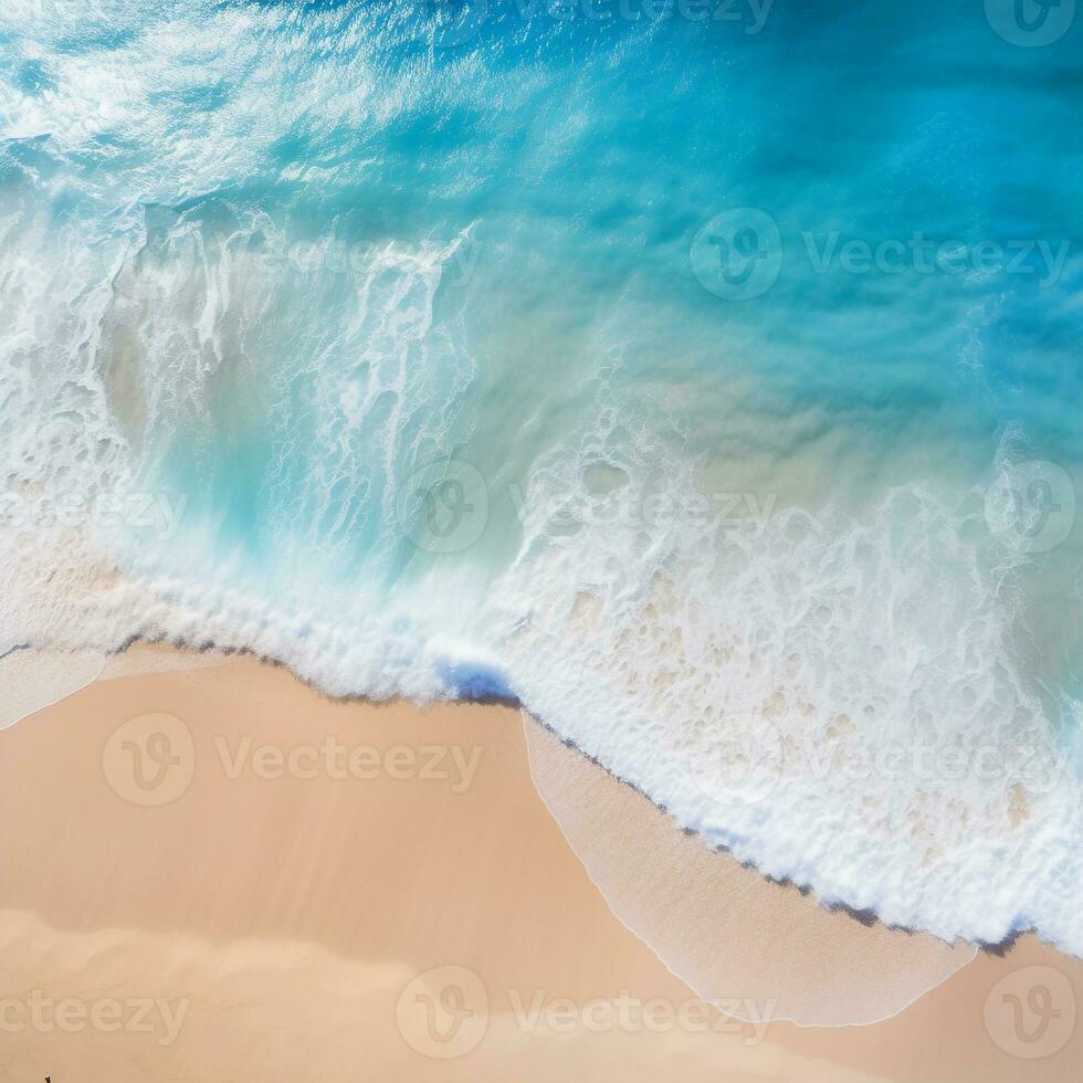 AI generated top view of ocean wave and beautiful beach,peaceful background,holiday background photo