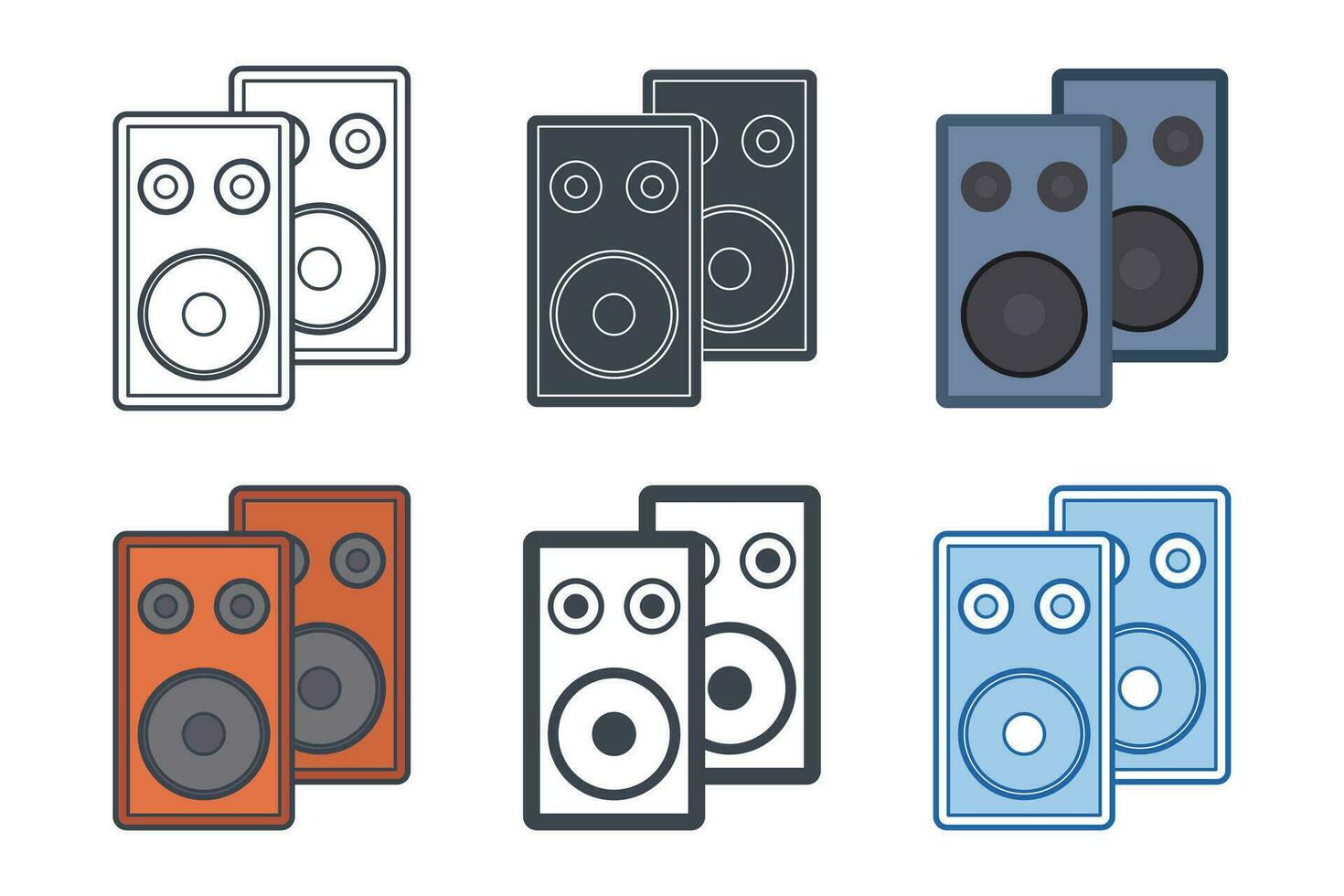 sonido sistema altavoz icono colección con diferente estilos. acústico audio icono símbolo vector ilustración aislado en blanco antecedentes