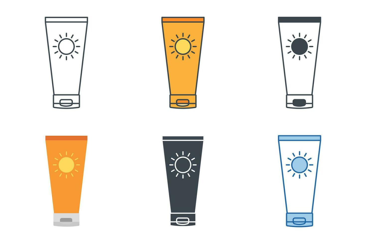 Sunscreen Bottle icon collection with different styles. Bottle Protection for skin from sun icon symbol vector illustration isolated on white background