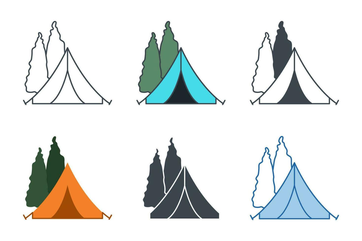Camping Tent icon collection with different styles. Tourist tent icon symbol vector illustration isolated on white background