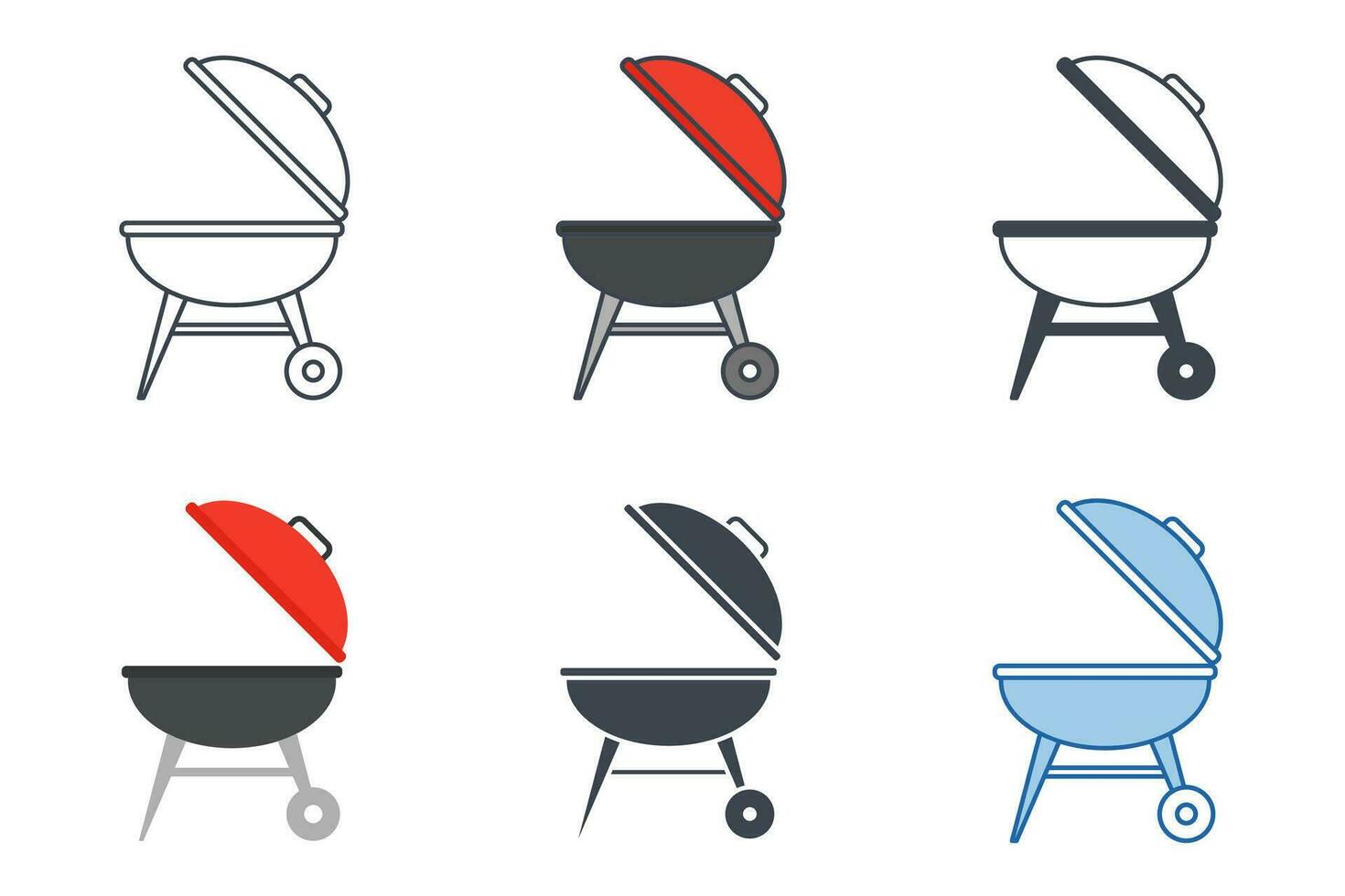 Barbecue Grill icon collection with different styles. Outdoor grill icon symbol vector illustration isolated on white background