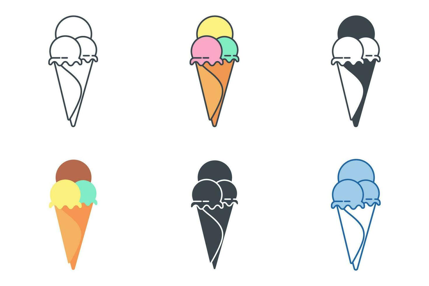 hielo crema cono icono colección con diferente estilos. verano hielo crema cono icono símbolo vector ilustración aislado en blanco antecedentes