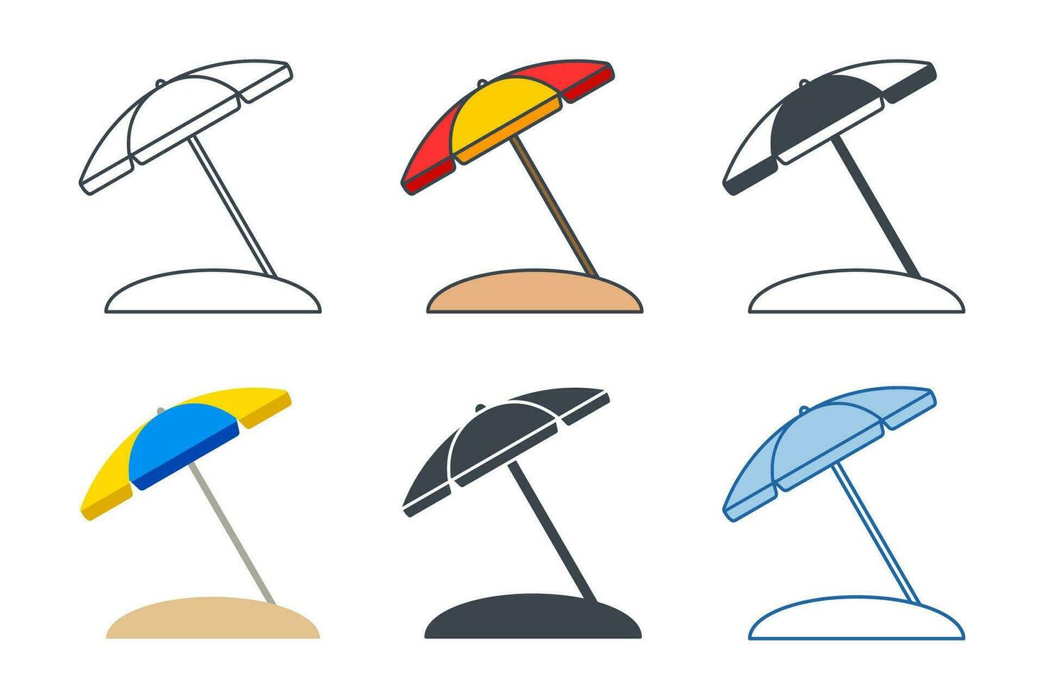 playa paraguas icono colección con diferente estilos. playa paraguas icono símbolo vector ilustración aislado en blanco antecedentes