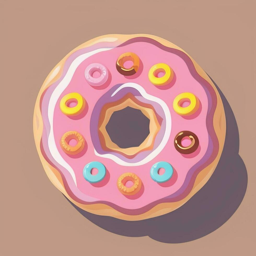 AI generated Donut Logo Avatar Clip Art Icon Sticker Decoration Simple Background photo