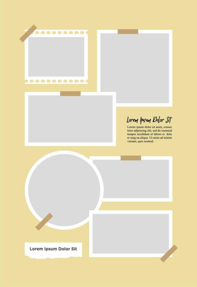 Pictures or photos frame collage. comics page grid layout abstract photo frames and digital photo wall template vector
