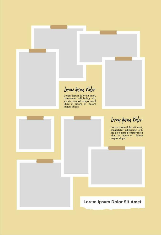 Pictures or photos frame collage. comics page grid layout abstract photo frames and digital photo wall template vector