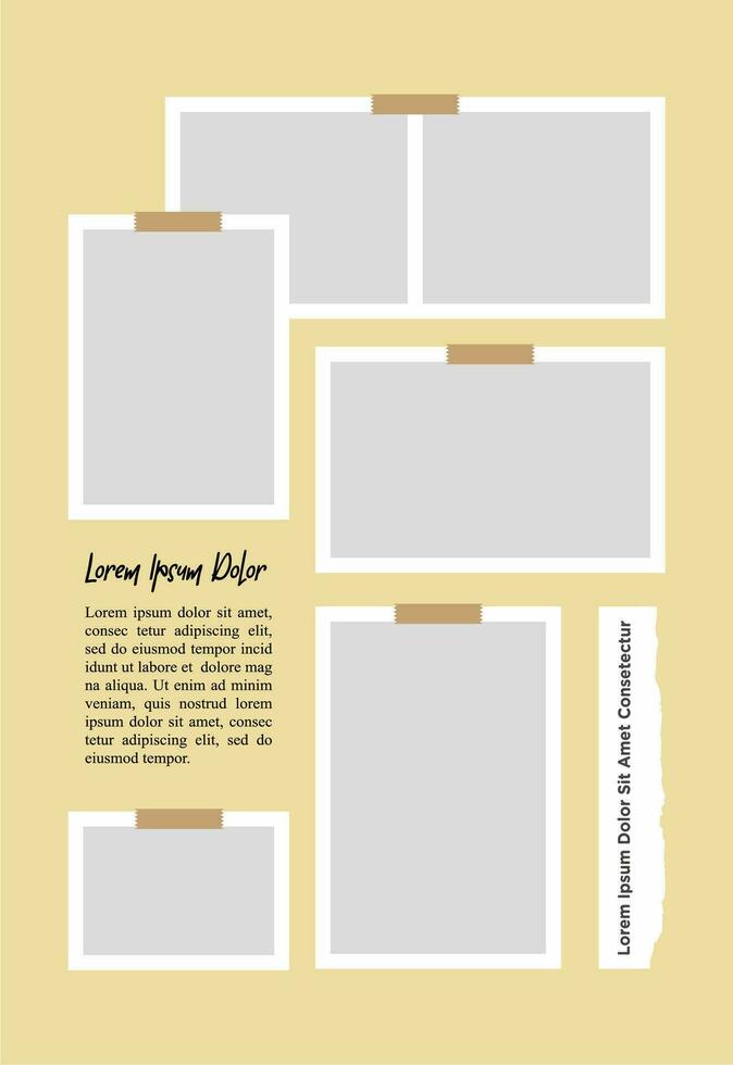 Pictures or photos frame collage. comics page grid layout abstract photo frames and digital photo wall template vector