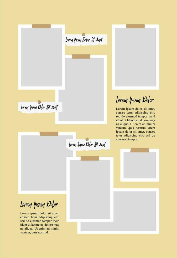 Pictures or photos frame collage. comics page grid layout abstract photo frames and digital photo wall template vector