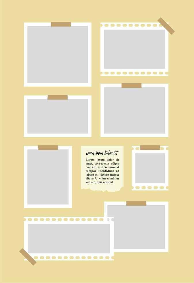 Pictures or photos frame collage. comics page grid layout abstract photo frames and digital photo wall template vector