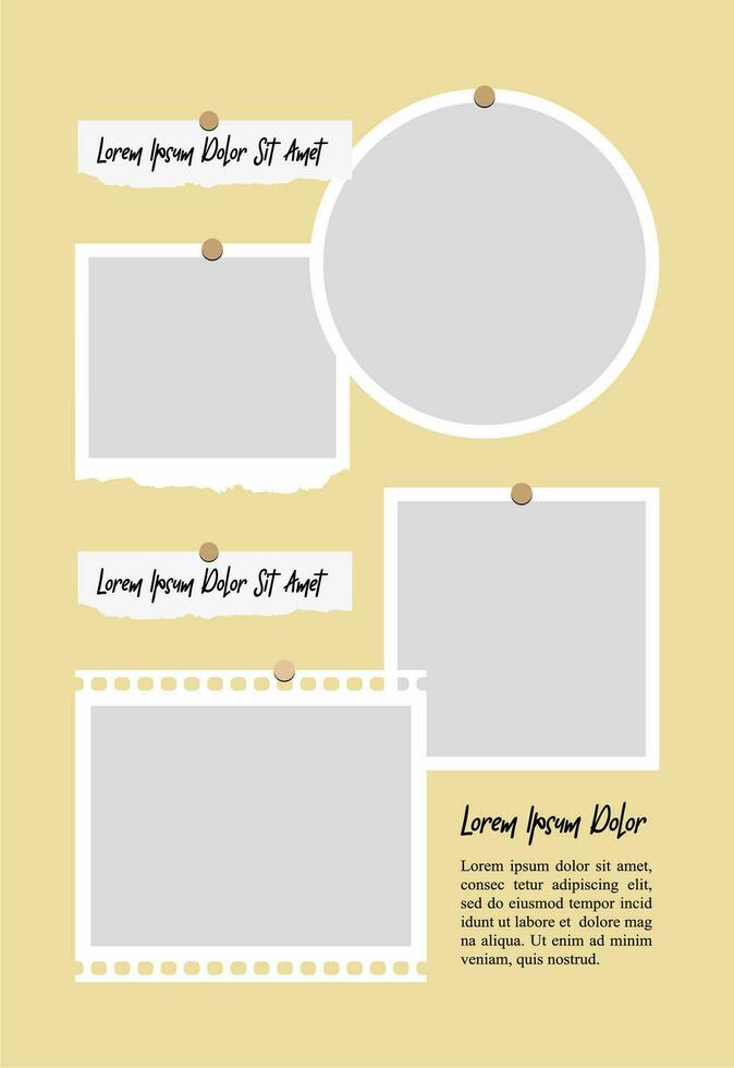 Pictures or photos frame collage. comics page grid layout abstract photo frames and digital photo wall template vector