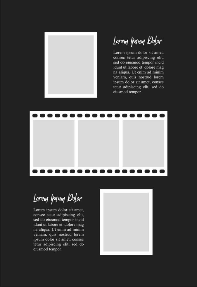 Pictures or photos frame collage. comics page grid layout abstract photo frames and digital photo wall template vector