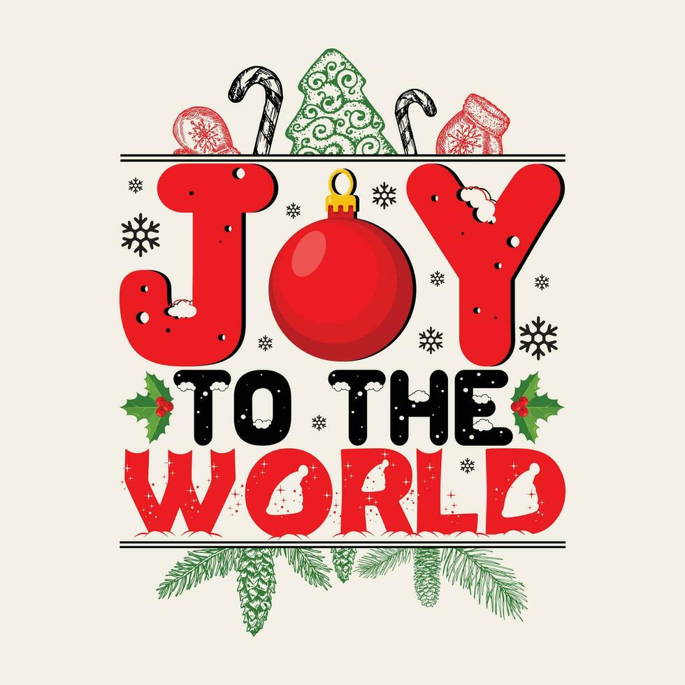 CHRISTMAS SET JOY TO THE WORLD vector