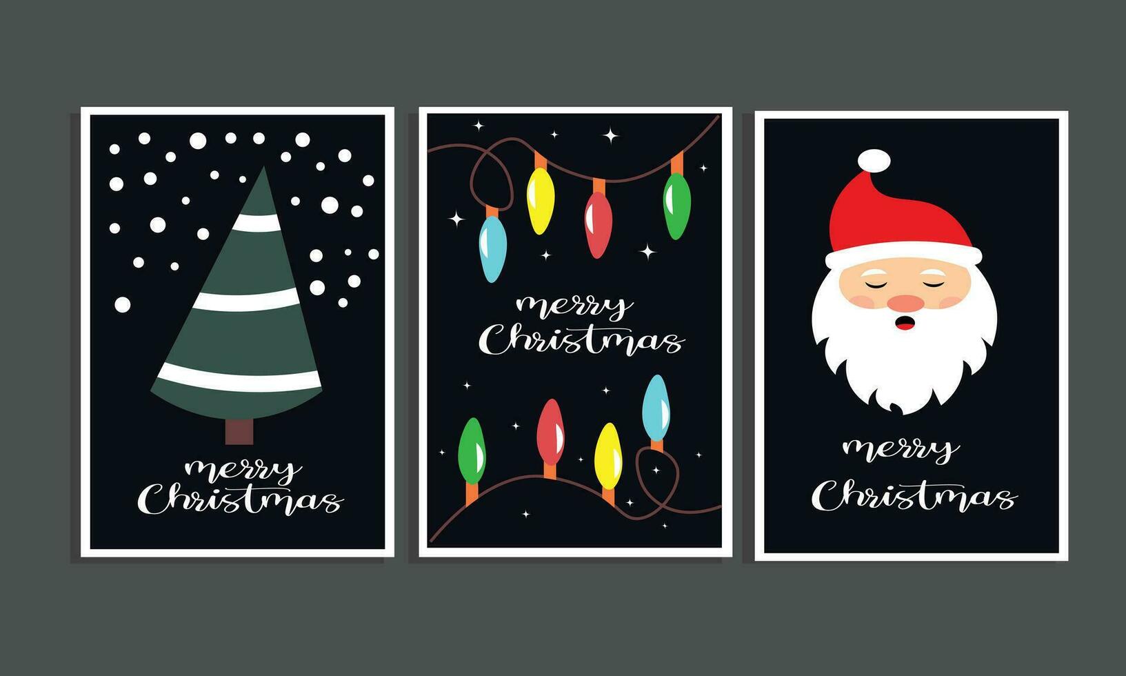 diseño alegre Navidad saludo tarjeta conjunto vector