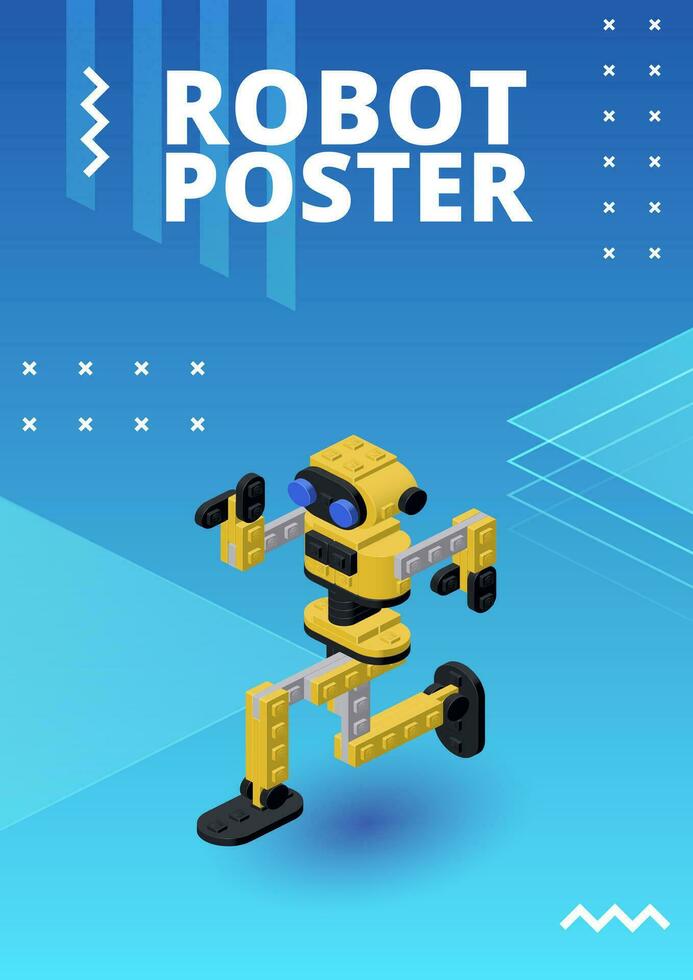 Robot poster for print and design. Vector illustration.