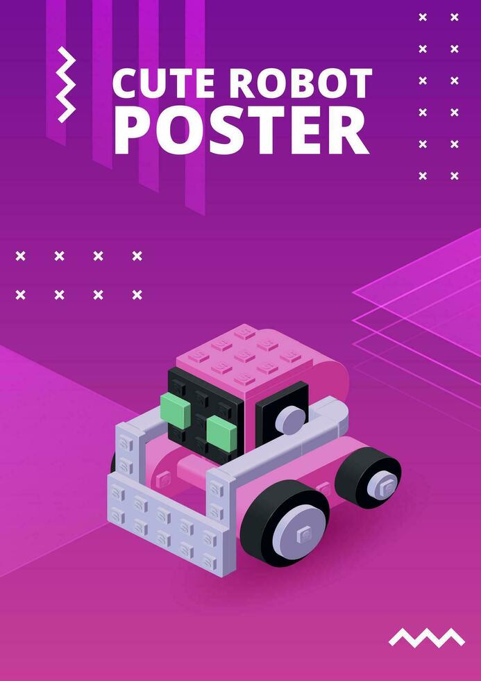 Cute robot poster for print and design. Vector illustration.