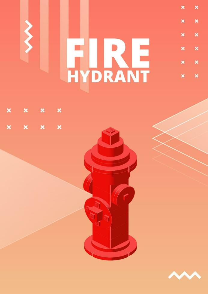 Fire hydrant poster for printing and design. Vector illustration.