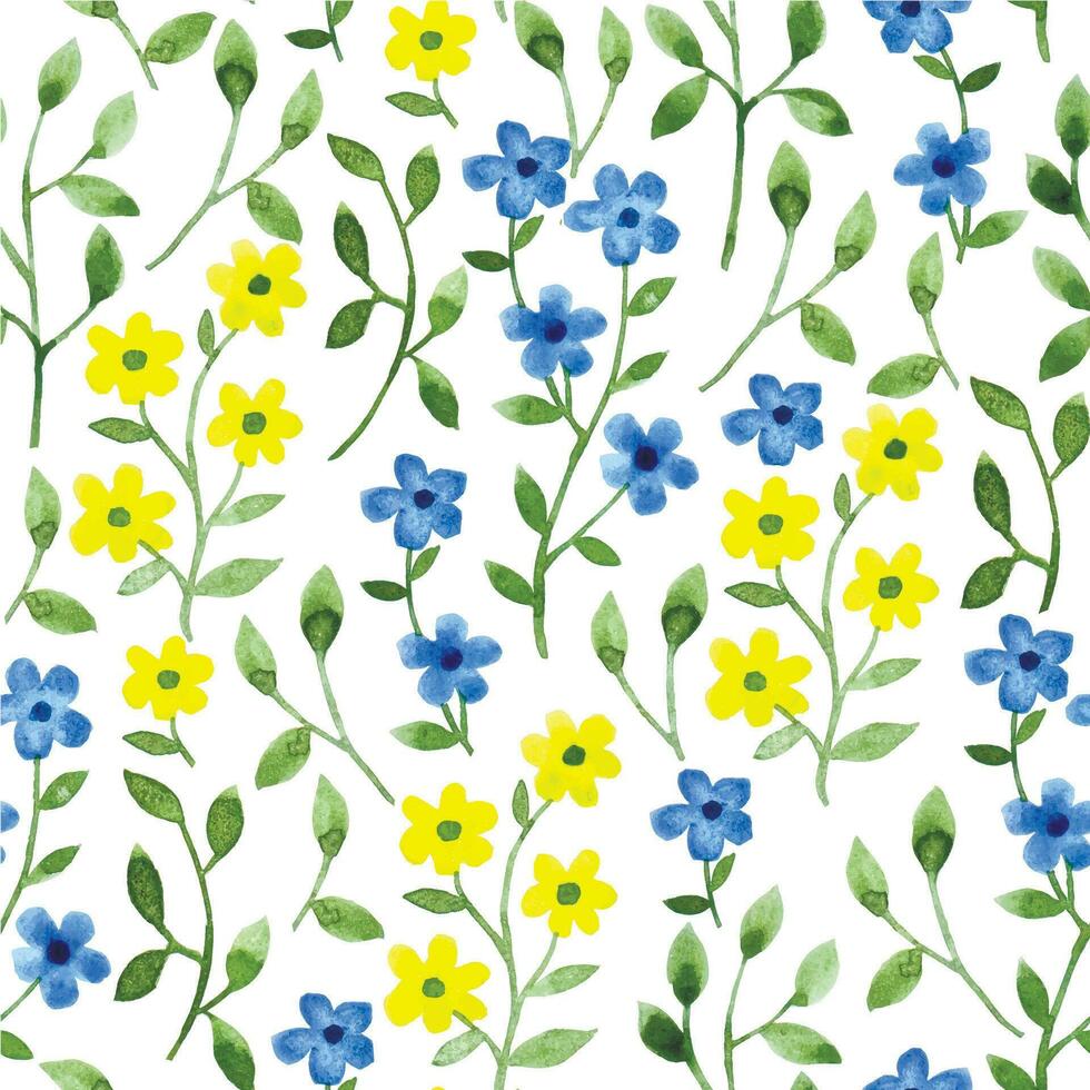 seamless pattern of simple wildflowers. watercolor print of flowers. vector