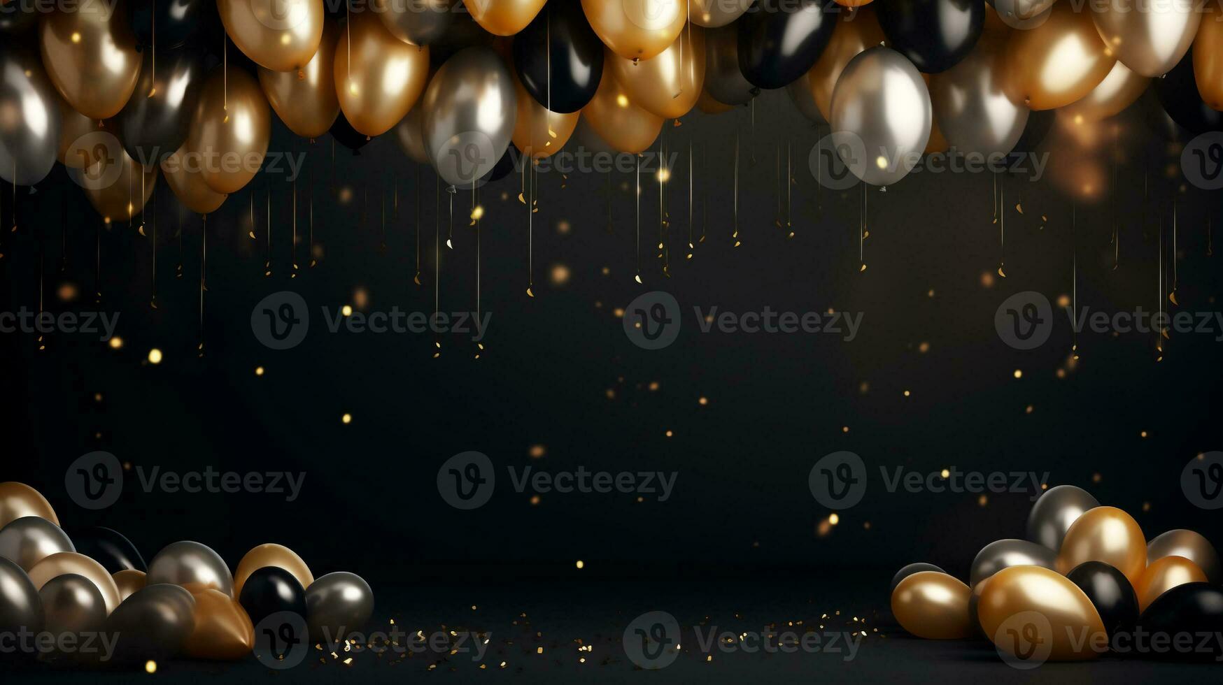 balloon garland decoration elements,scence of white yellow golden balloons frame for product presentation ,Christmas celebration background . photo