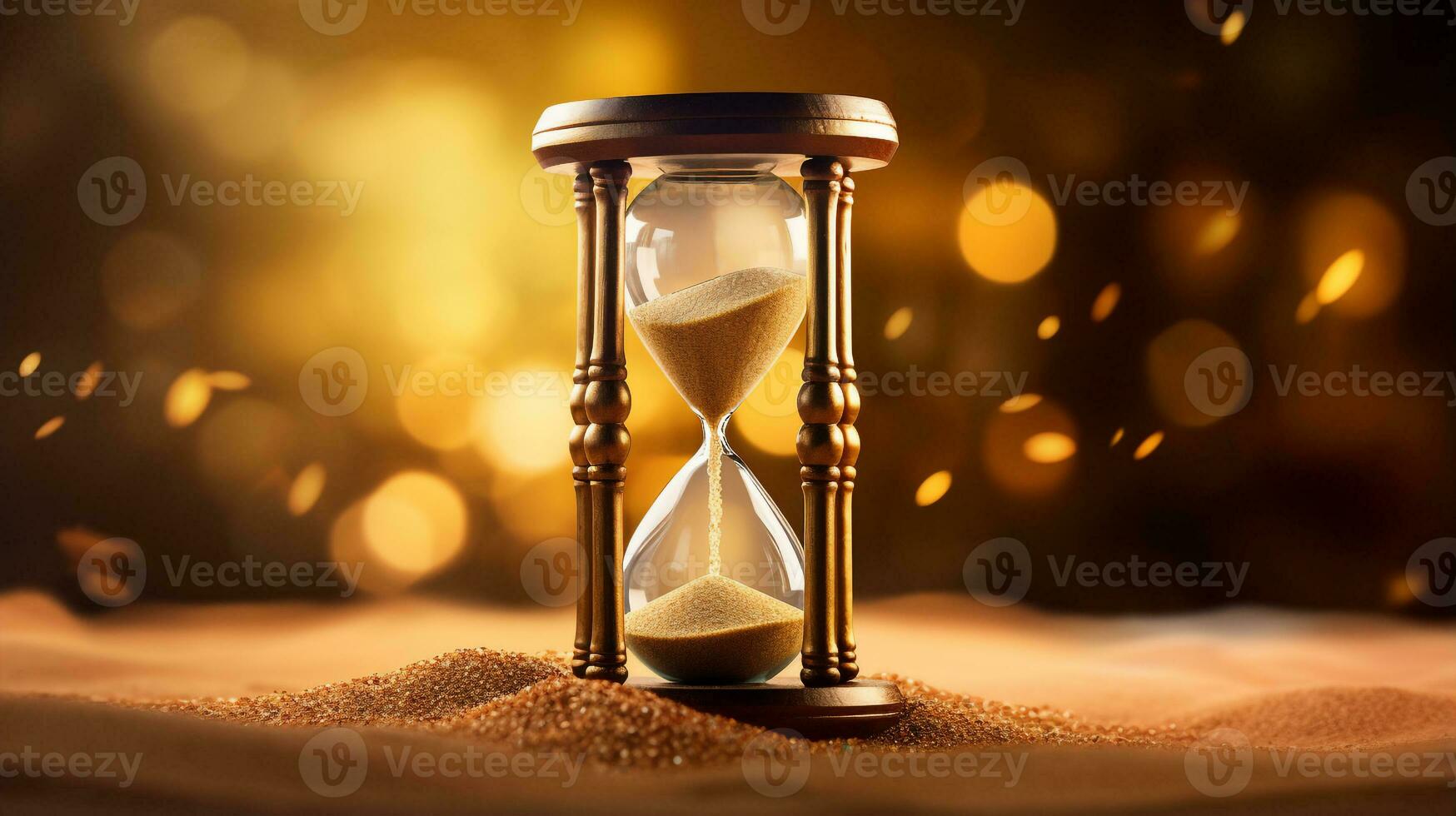 hourglass with golden bokeh,running out of time concept photo