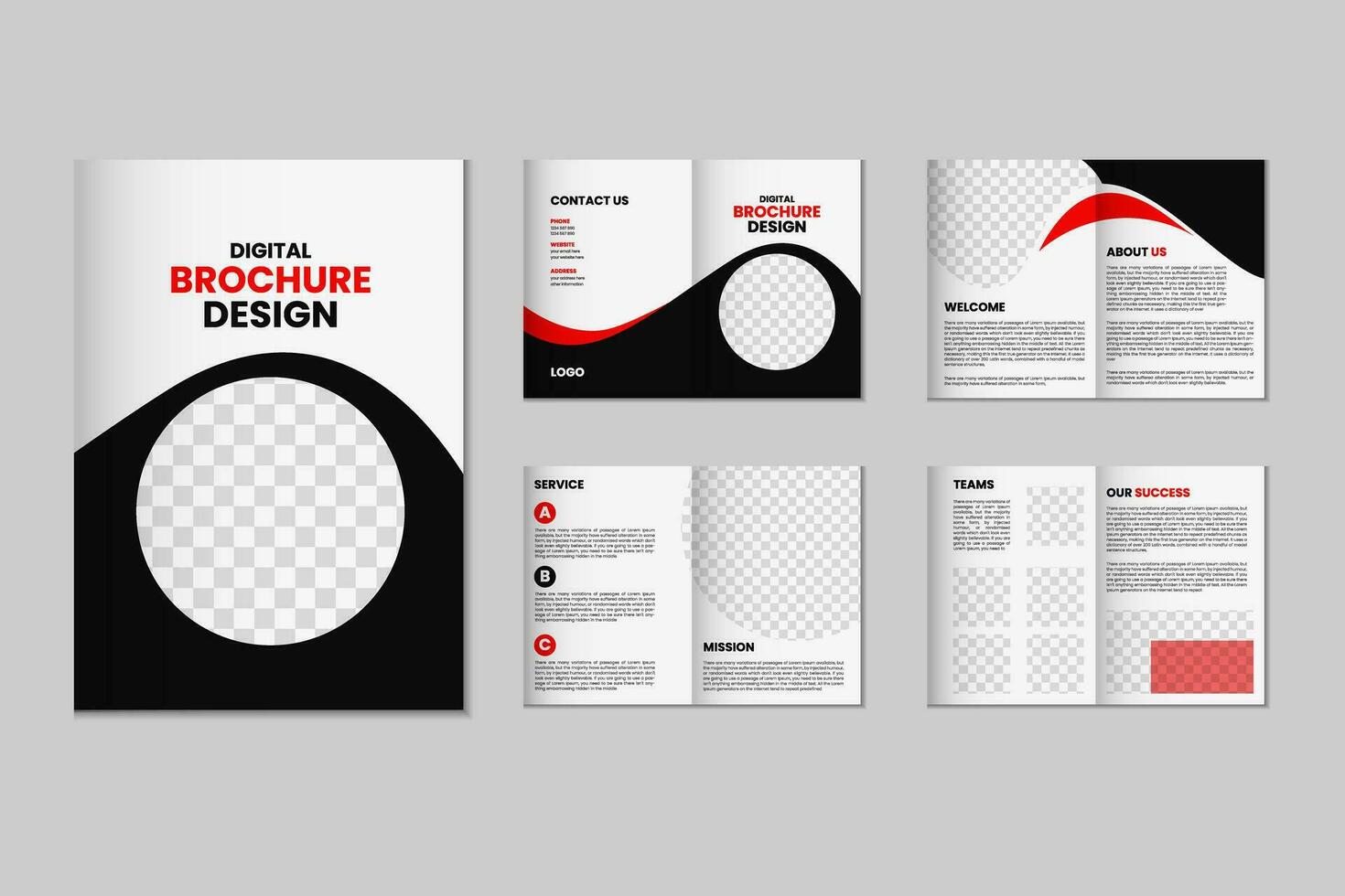 8 page a4 size brochure template design, corporate business flyer brochure, modern bi fold magazine brochure, annual report template design vector