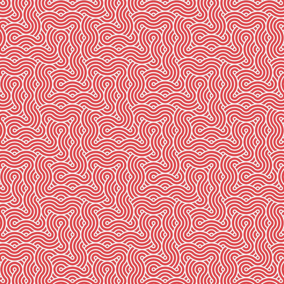 Abstract geometric red japanese overlapping circles lines and waves pattern vector