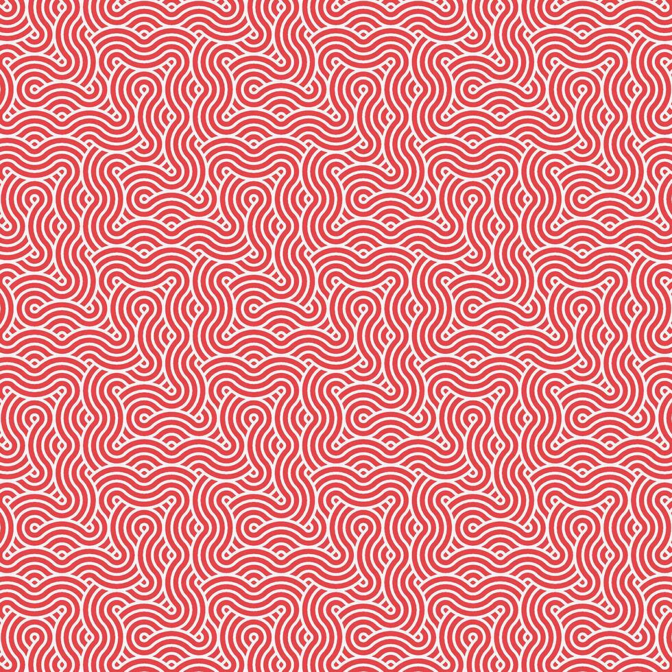 Abstract geometric red japanese overlapping circles lines and waves pattern vector