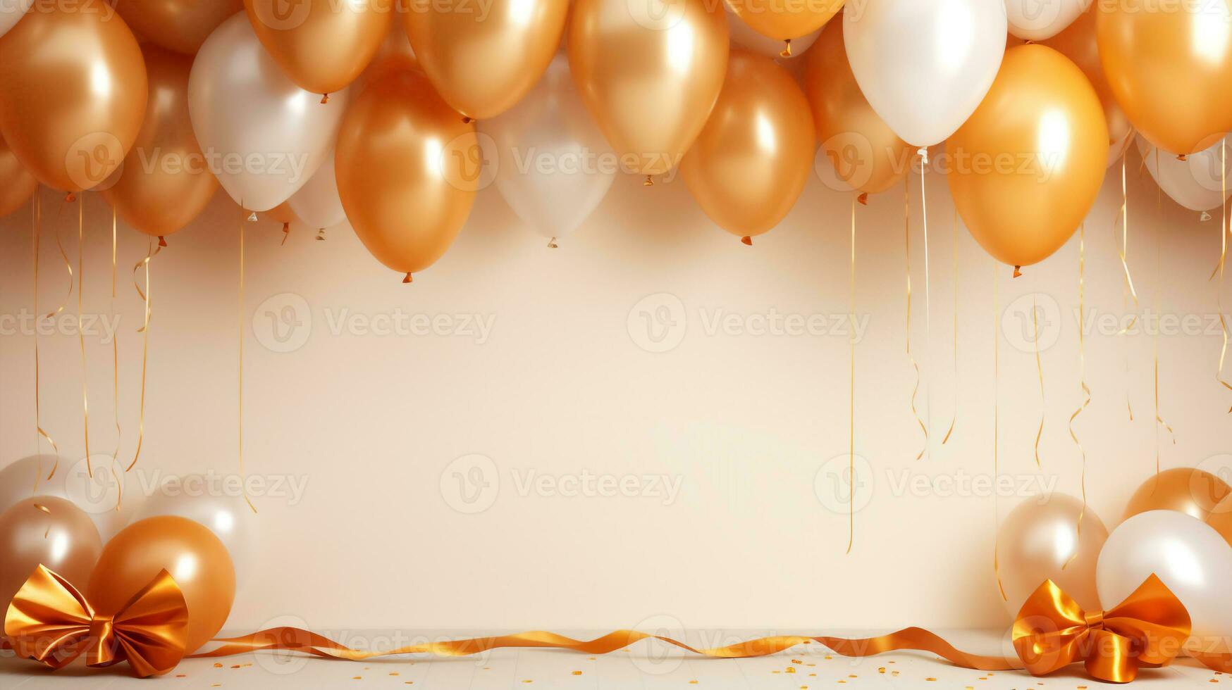 balloon garland decoration elements,scence of white yellow golden balloons frame for product presentation ,Christmas celebration background . photo