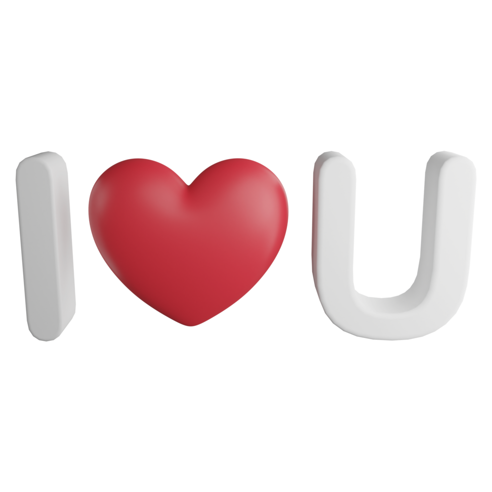 I love you sign clipart flat design icon isolated on transparent background, 3D render Valentine concept png