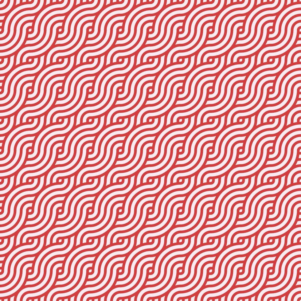 Red seamless geometric japanese circles swirls and waves pattern vector