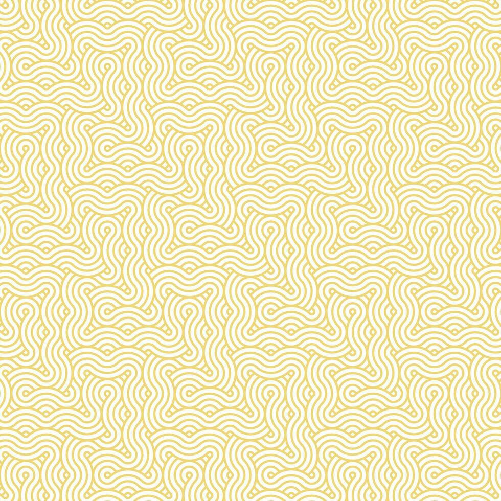 Yellow abstract geometric japanese overlapping circles lines and waves pattern vector