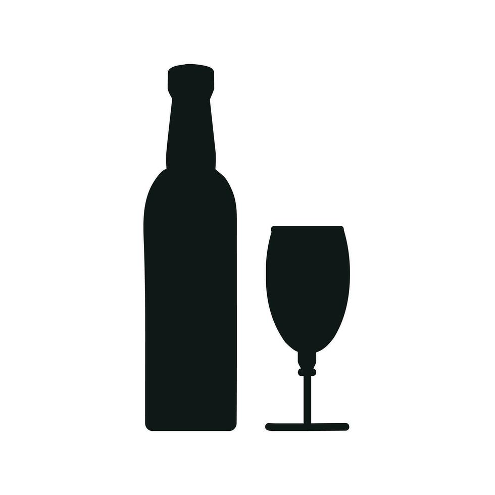 Wine bottle alcohol with wine glass symbol vector illustration.