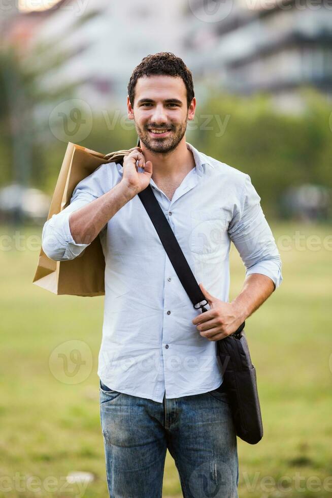 Young businessman in shopping photo