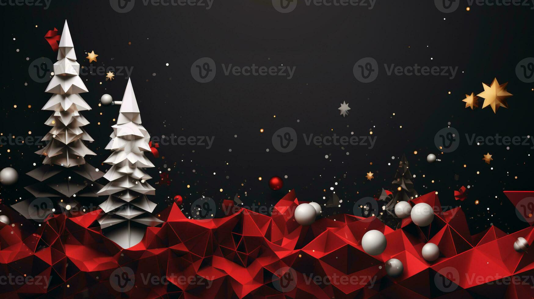 AI generated Ready to use Christmas holiday modern low polygon postcard, with holiday feelings, in the holiday spirit. photo