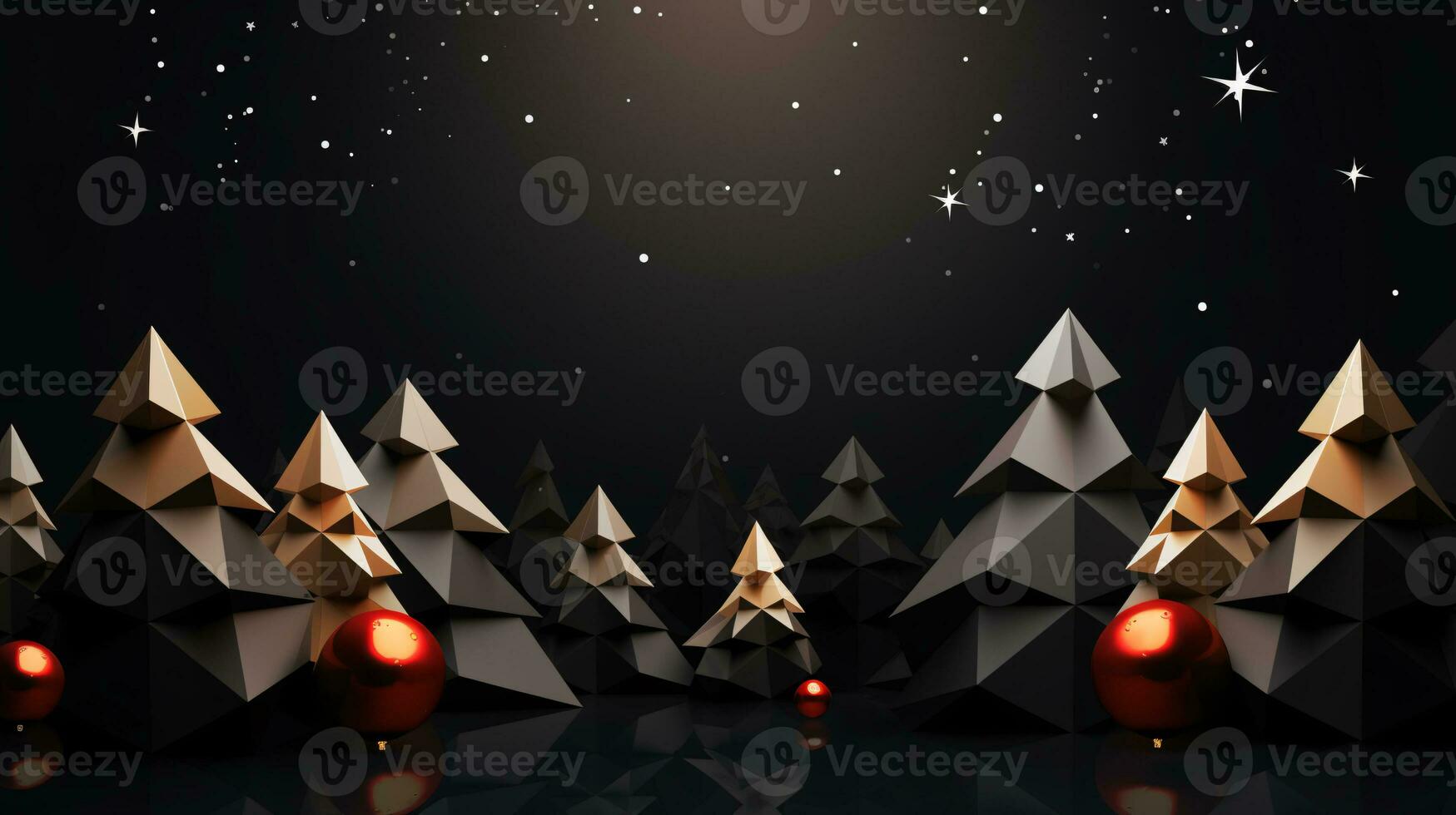 AI generated Ready to use Christmas holiday modern low polygon postcard, with holiday feelings, in the holiday spirit. photo