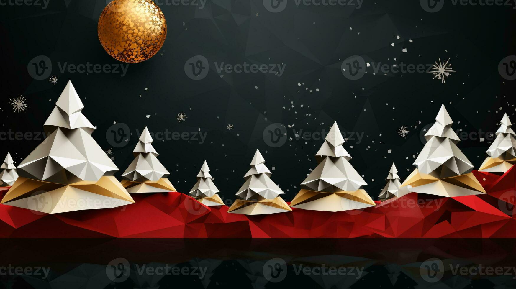 AI generated Ready to use Christmas holiday modern low polygon postcard, with holiday feelings, in the holiday spirit. photo