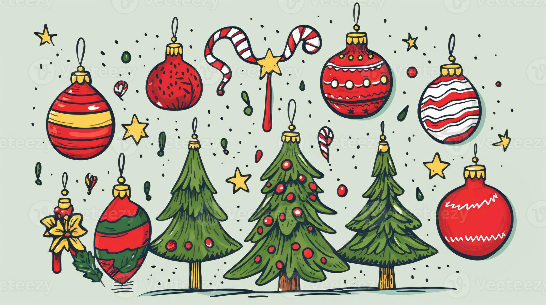 ai generado Listo a utilizar Navidad fiesta mano dibujado estilo tarjeta postal, con fiesta sentimientos, en el fiesta espíritu. foto