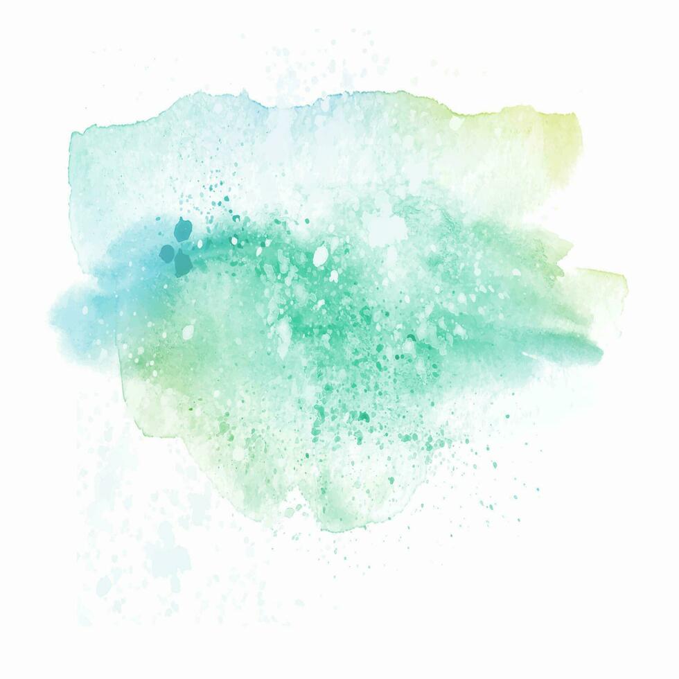 hand painted pastel blue and green watercolour splatter vector