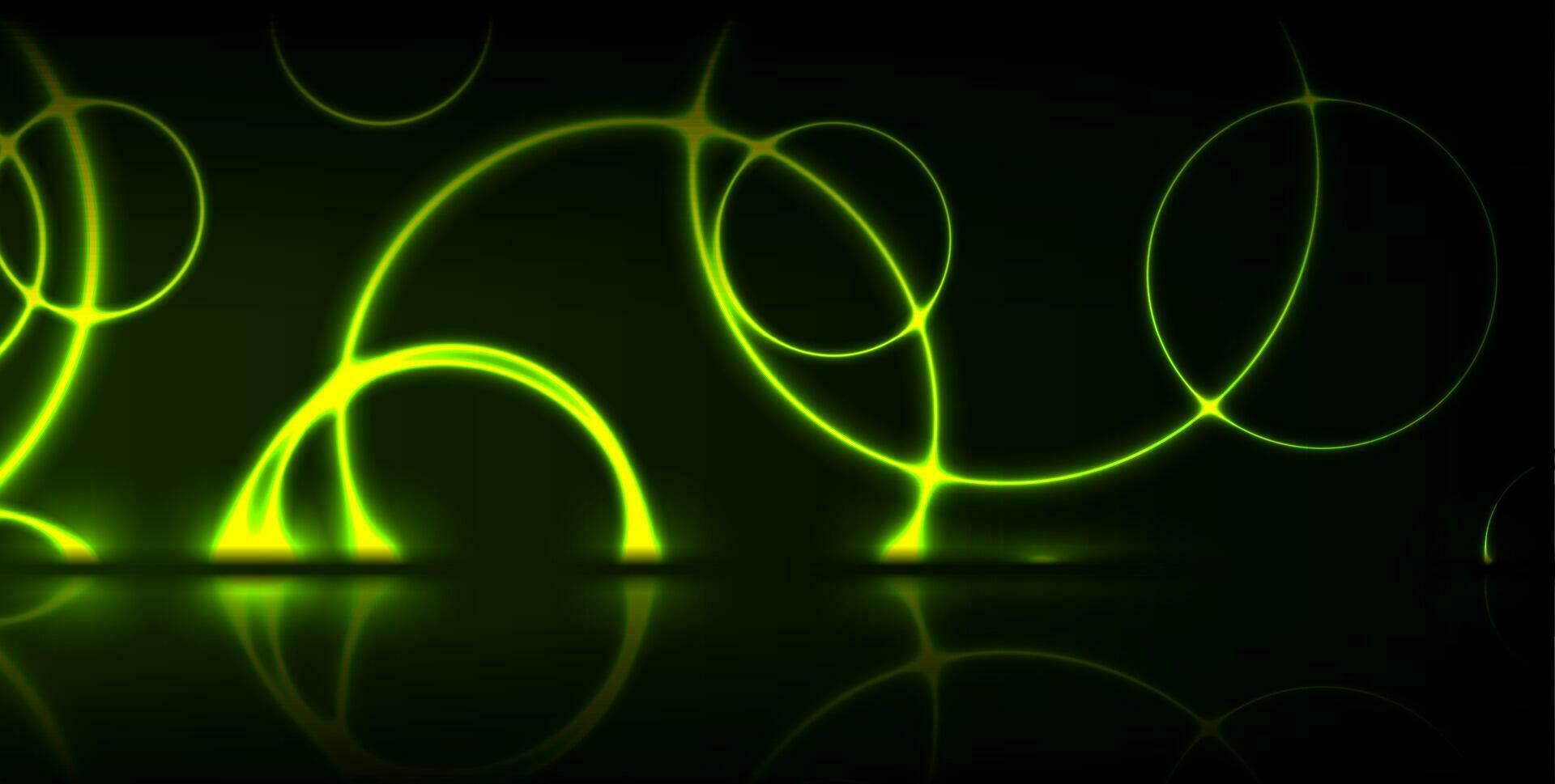 Bright green neon laser circles technology modern background vector