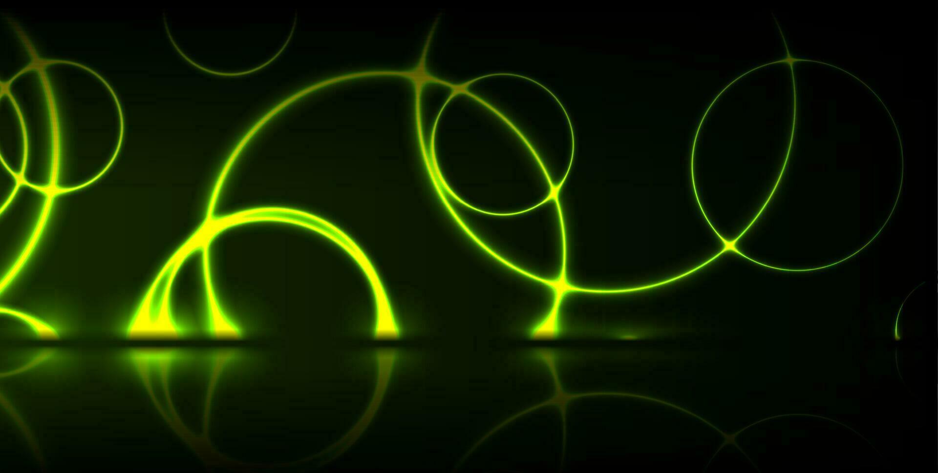 brillante verde neón láser círculos tecnología moderno antecedentes vector